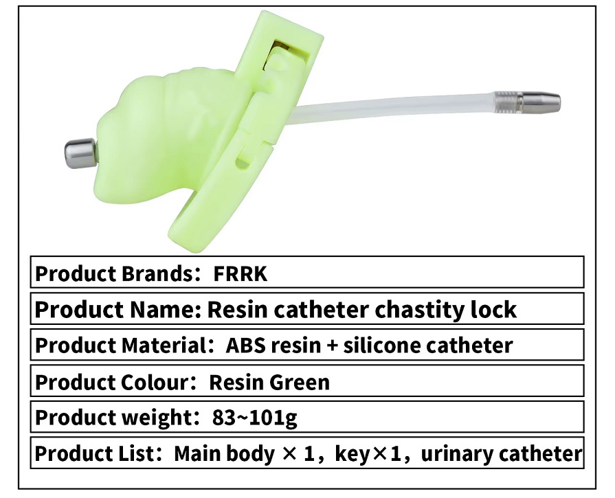 FAAK - 樹脂製男用貞操鎖連尿道塞 小碼 - 綠色 照片-4